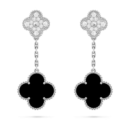 [Leaves]CLOVER DUAL-MOTIF STATEMENT STUD EARRINGS - DOUBLE-CHARM COLLECTION
