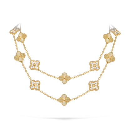 [Leaves]CLASSIC 20-MOTIF LUCKY CLOVER LONG NECKLACE GOLD COLLECTION