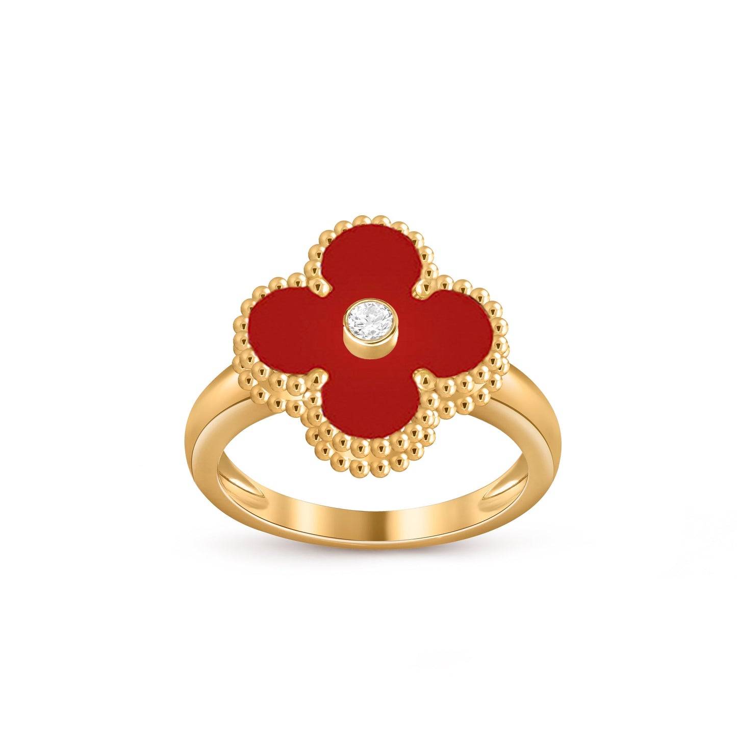[Leaves]LUCKY CLOVER DIAMOND-ACCENT GOLD RING COLLECTION