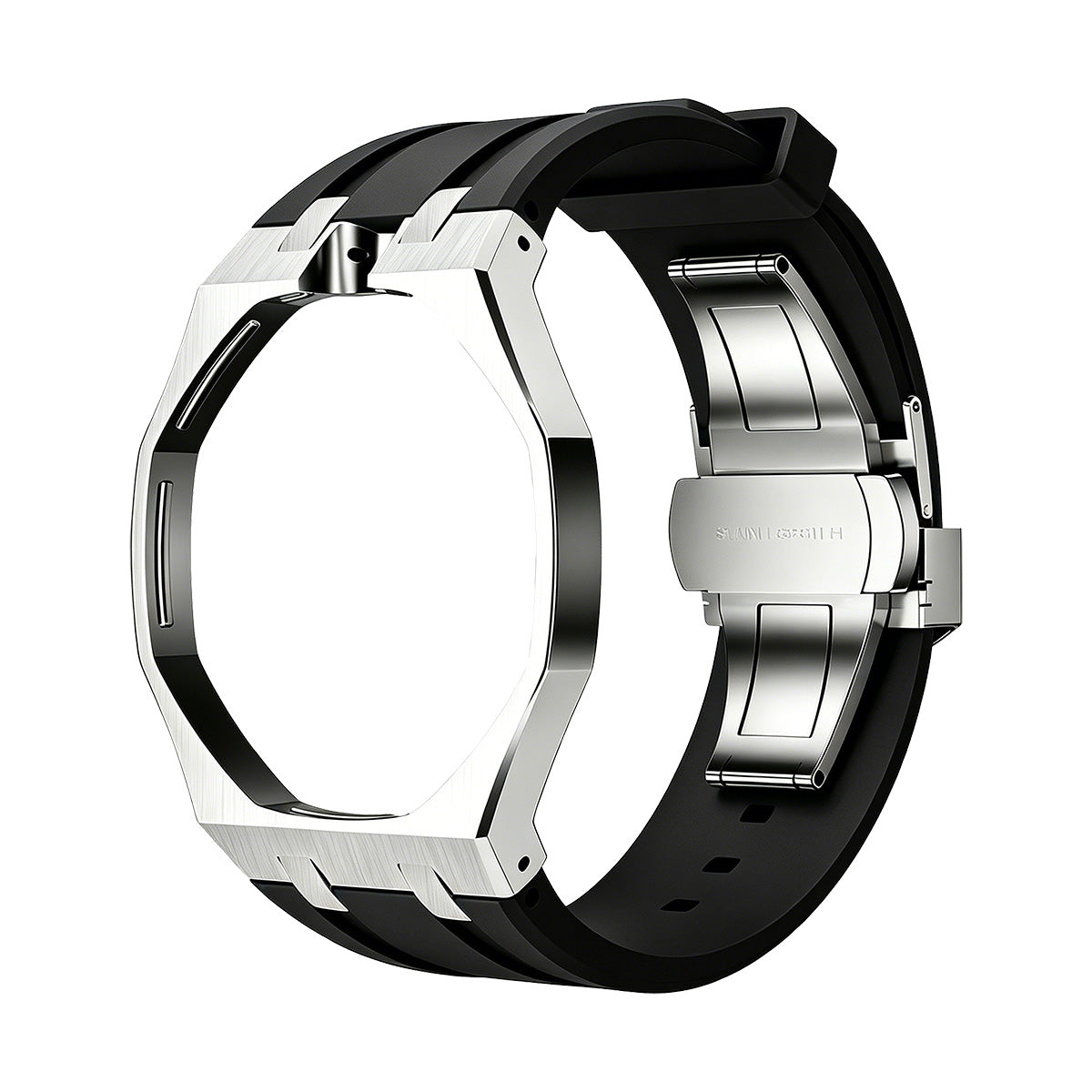 [Leaves]OAK POP BLACK STEEL SILICONE STRAP