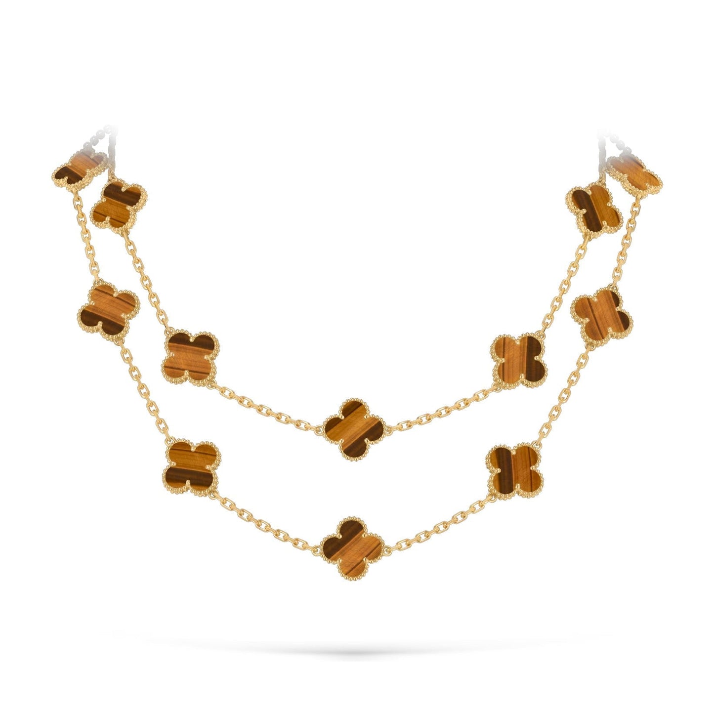 [Leaves]CLASSIC 20-MOTIF LUCKY CLOVER LONG NECKLACE GOLD COLLECTION