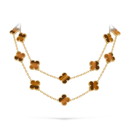 [Leaves]CLASSIC 20-MOTIF LUCKY CLOVER LONG NECKLACE GOLD COLLECTION