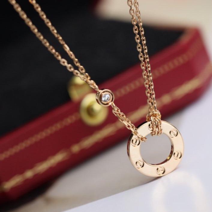 [Leaves]LOVE NECKLACE ADJUSTABLE ROSE GOLD 2 DIAMOND