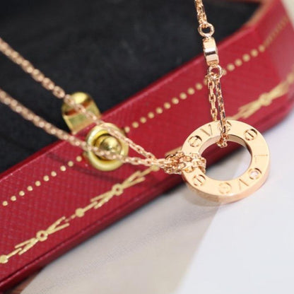 [Leaves]LOVE NECKLACE ADJUSTABLE ROSE GOLD 2 DIAMOND