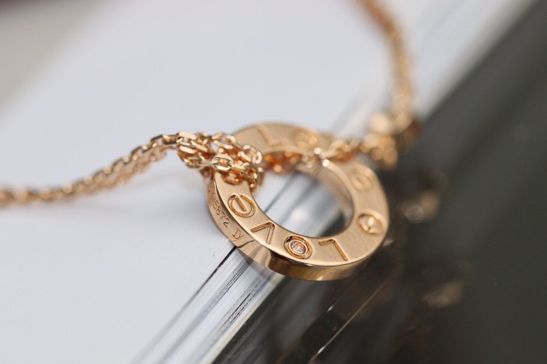 [Leaves]LOVE NECKLACE ADJUSTABLE ROSE GOLD 2 DIAMOND
