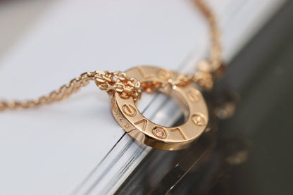[Leaves]LOVE NECKLACE ADJUSTABLE ROSE GOLD 2 DIAMOND