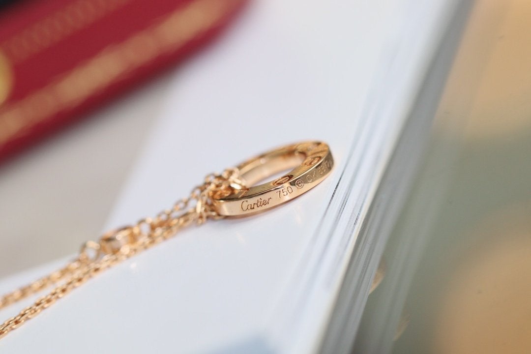 [Leaves]LOVE NECKLACE ADJUSTABLE ROSE GOLD 2 DIAMOND