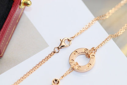 [Leaves]LOVE NECKLACE ADJUSTABLE ROSE GOLD 2 DIAMOND