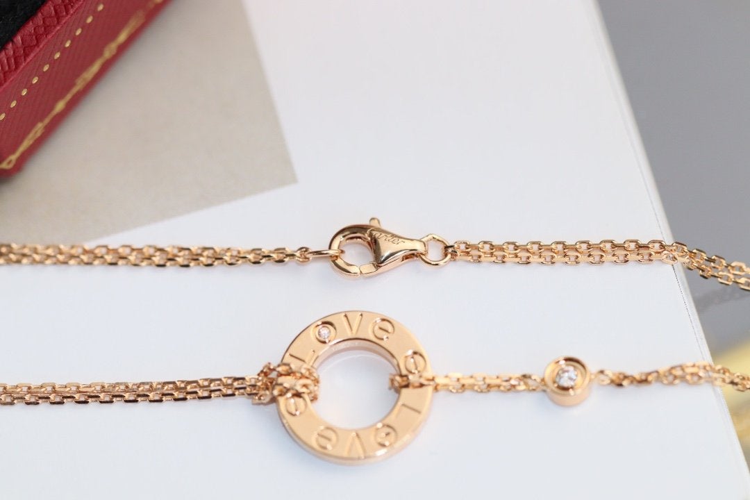 [Leaves]LOVE NECKLACE ADJUSTABLE ROSE GOLD 2 DIAMOND