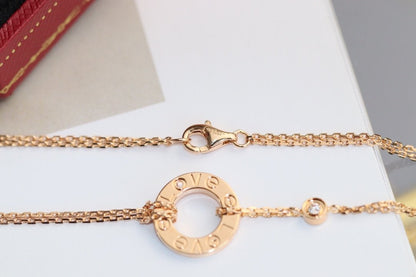 [Leaves]LOVE NECKLACE ADJUSTABLE ROSE GOLD 2 DIAMOND