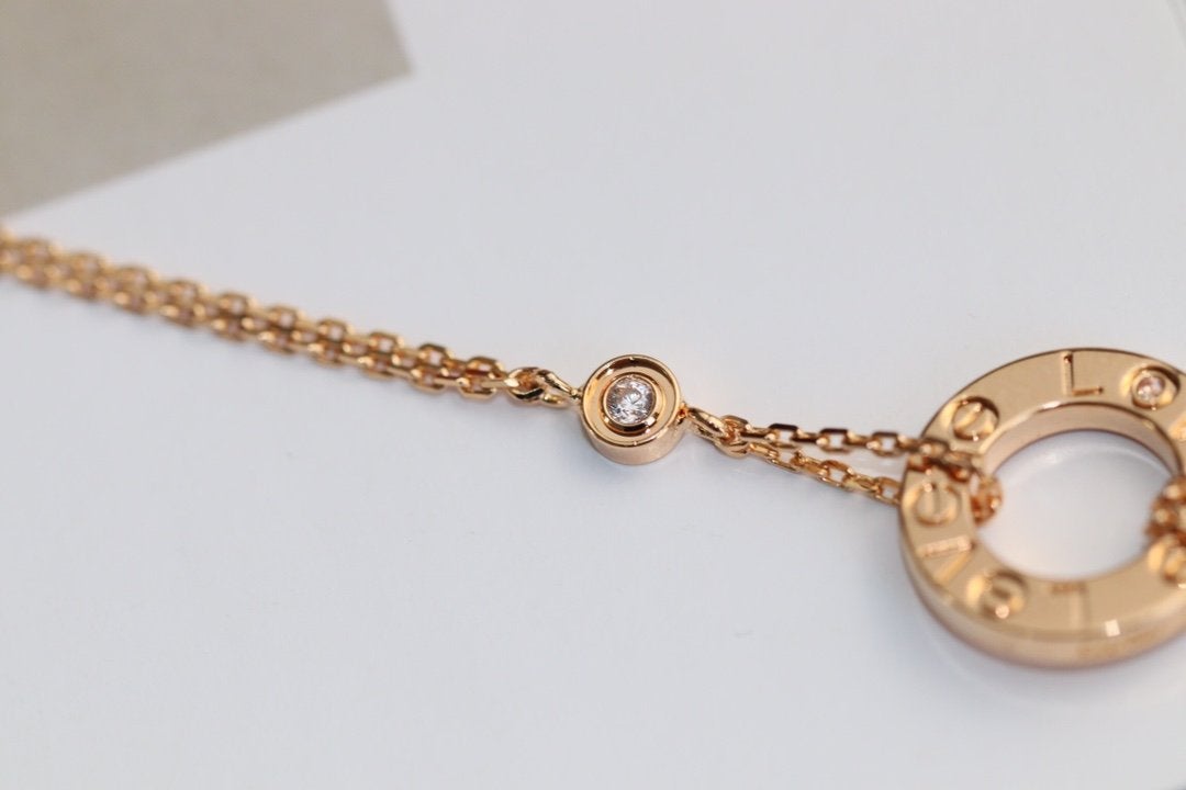 [Leaves]LOVE NECKLACE ADJUSTABLE ROSE GOLD 2 DIAMOND