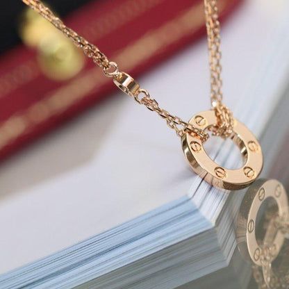 [Leaves]LOVE NECKLACE ADJUSTABLE ROSE GOLD 2 DIAMOND