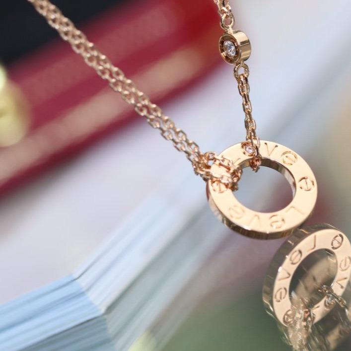 [Leaves]LOVE NECKLACE ADJUSTABLE ROSE GOLD 2 DIAMOND