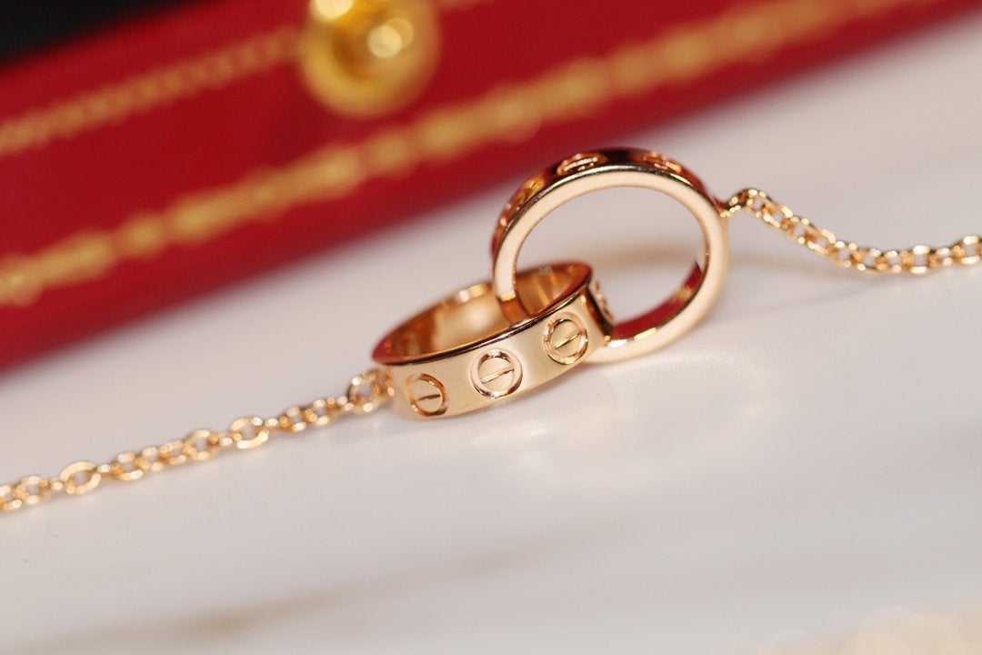 [Leaves]LOVE NECKLACE PINK GOLD AND SILVER