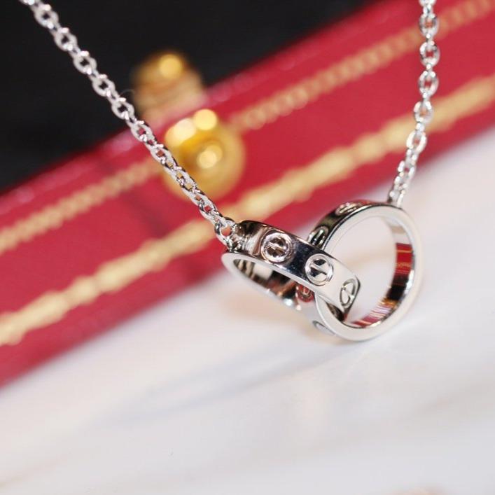 [Leaves]LOVE NECKLACE PINK GOLD AND SILVER