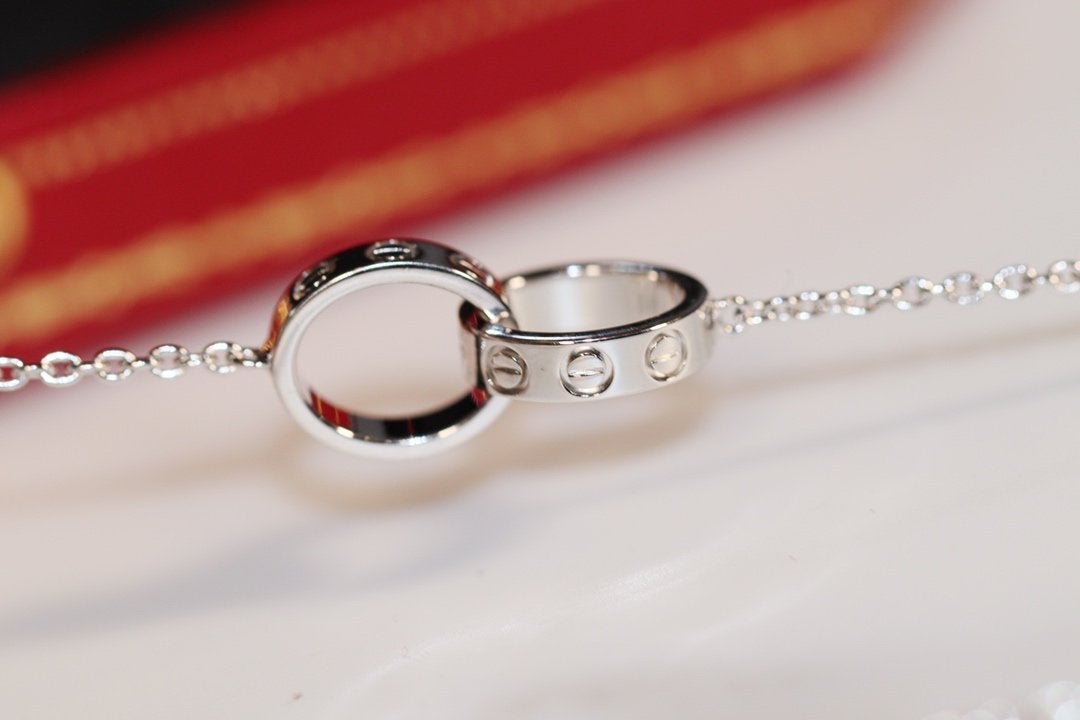 [Leaves]LOVE NECKLACE PINK GOLD AND SILVER
