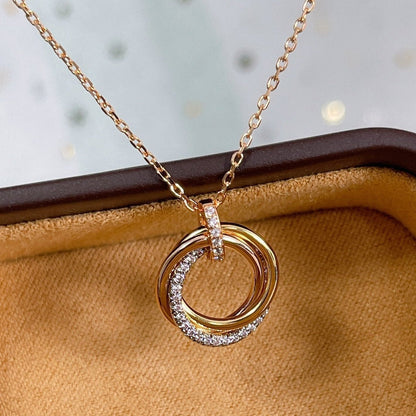 [Leaves]TRINITY NECKLACE SILVER GOLD PINK GOLD DIAMONDS