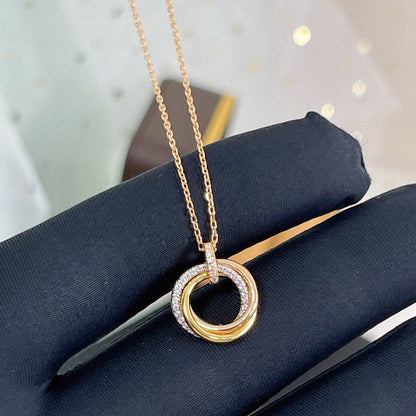 [Leaves]TRINITY NECKLACE SILVER GOLD PINK GOLD DIAMONDS