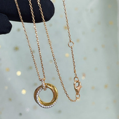 [Leaves]TRINITY NECKLACE SILVER GOLD PINK GOLD DIAMONDS