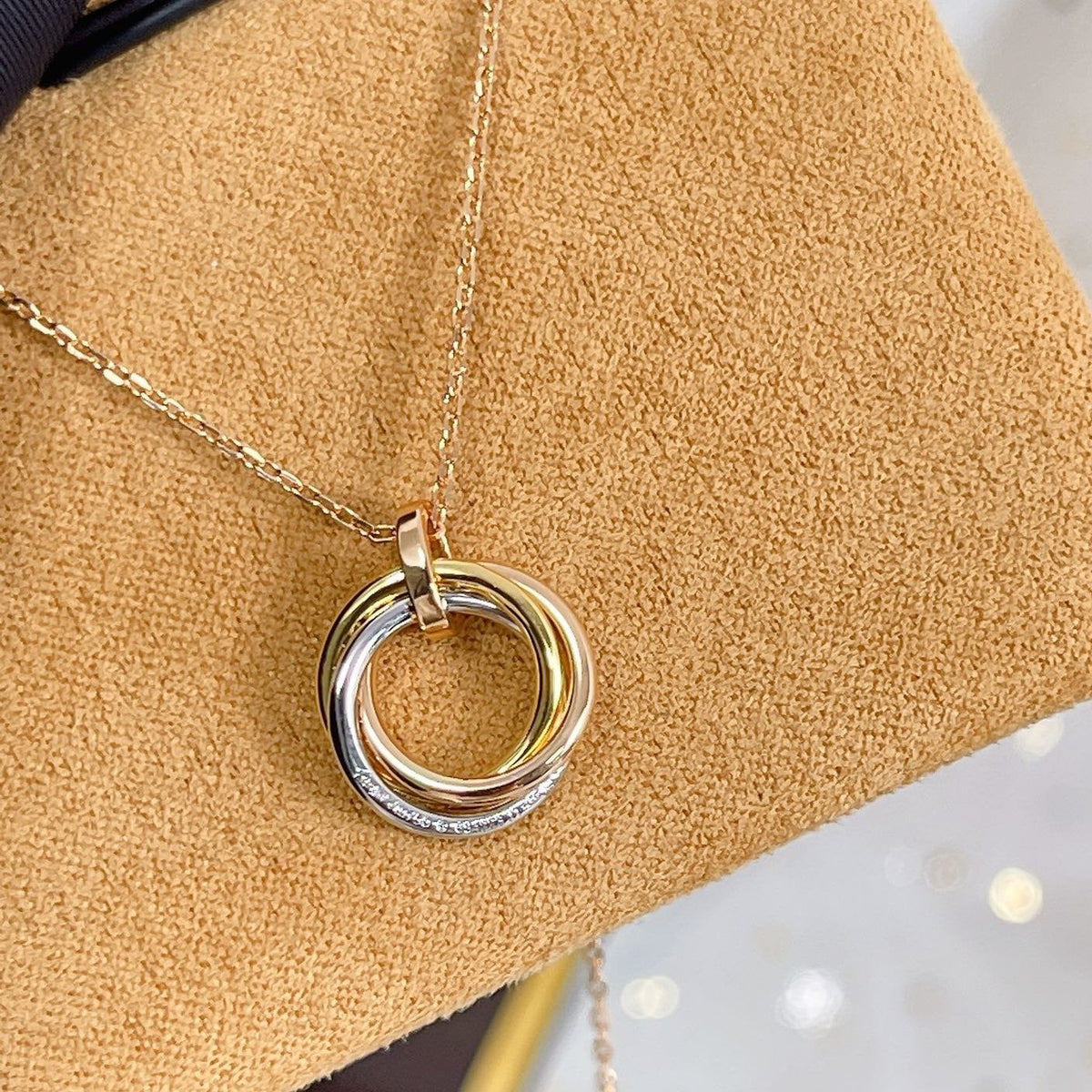 [Leaves]TRINITY NECKLACE SILVER GOLD PINK GOLD DIAMONDS