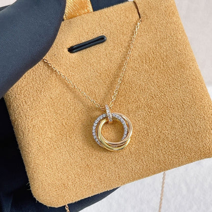 [Leaves]TRINITY NECKLACE SILVER GOLD PINK GOLD DIAMONDS
