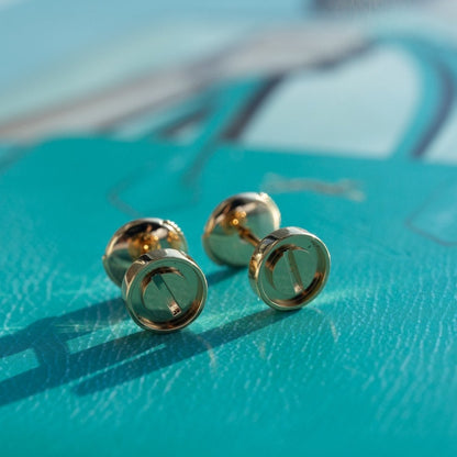 [Leaves]LOVE EARRINGS PINK GOLD 10MM
