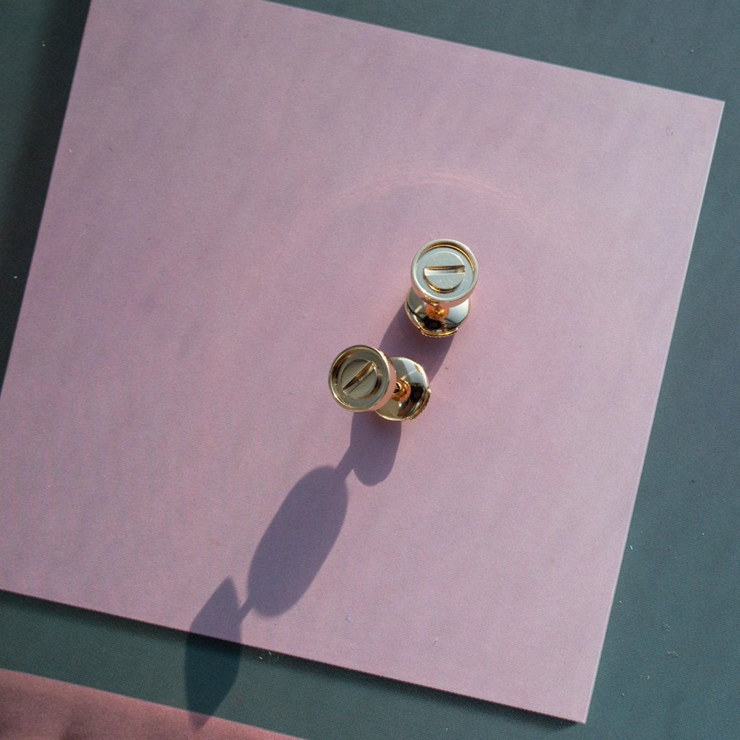 [Leaves]LOVE EARRINGS PINK GOLD 10MM
