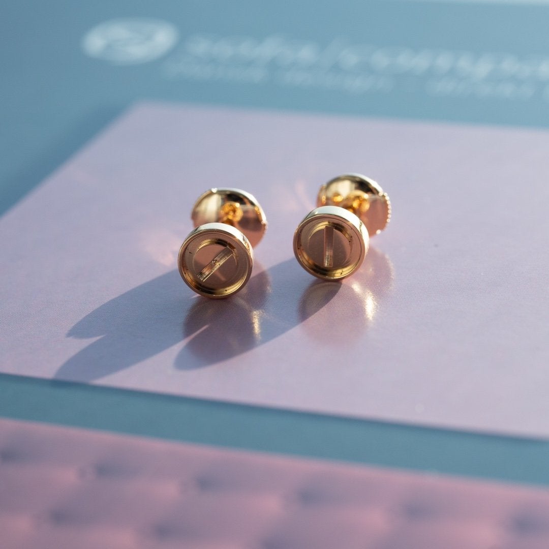 [Leaves]LOVE EARRINGS PINK GOLD 10MM