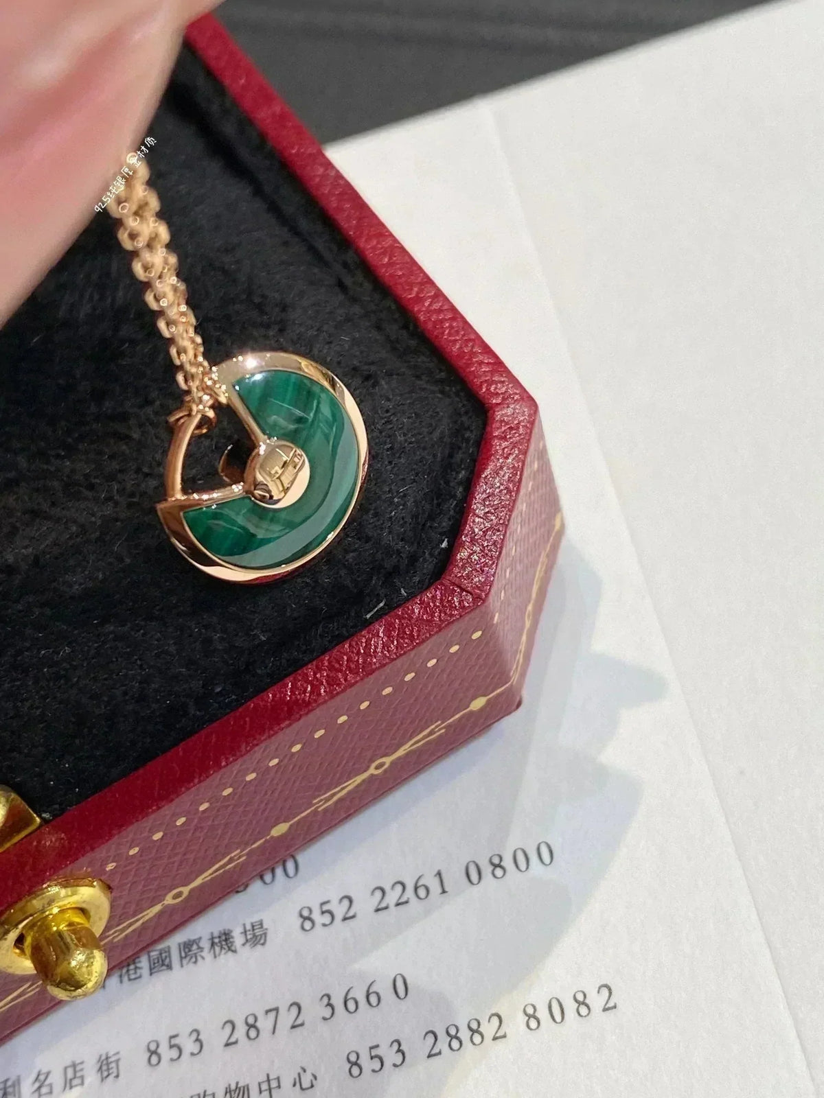 [Leaves]AMULETTE ROSE GOLD MALACHITE NECKLACE