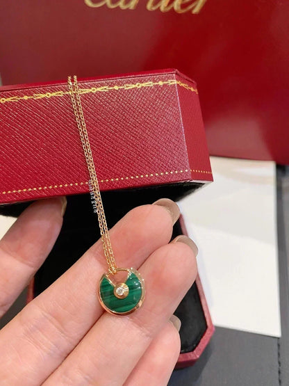 [Leaves]AMULETTE ROSE GOLD MALACHITE NECKLACE