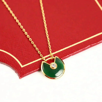 [Leaves]AMULETTE GOLD MALACHITE NECKLACE