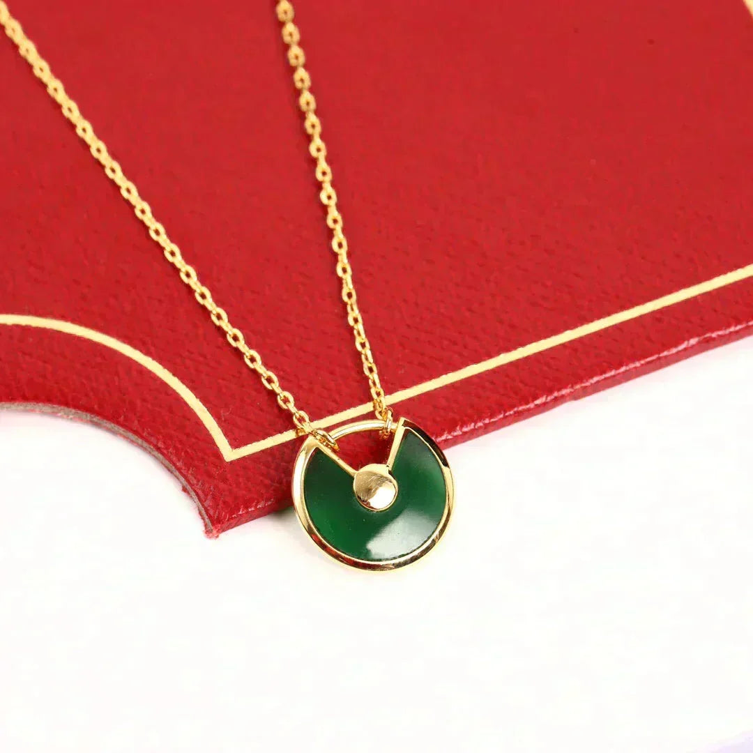 [Leaves]AMULETTE GOLD MALACHITE NECKLACE