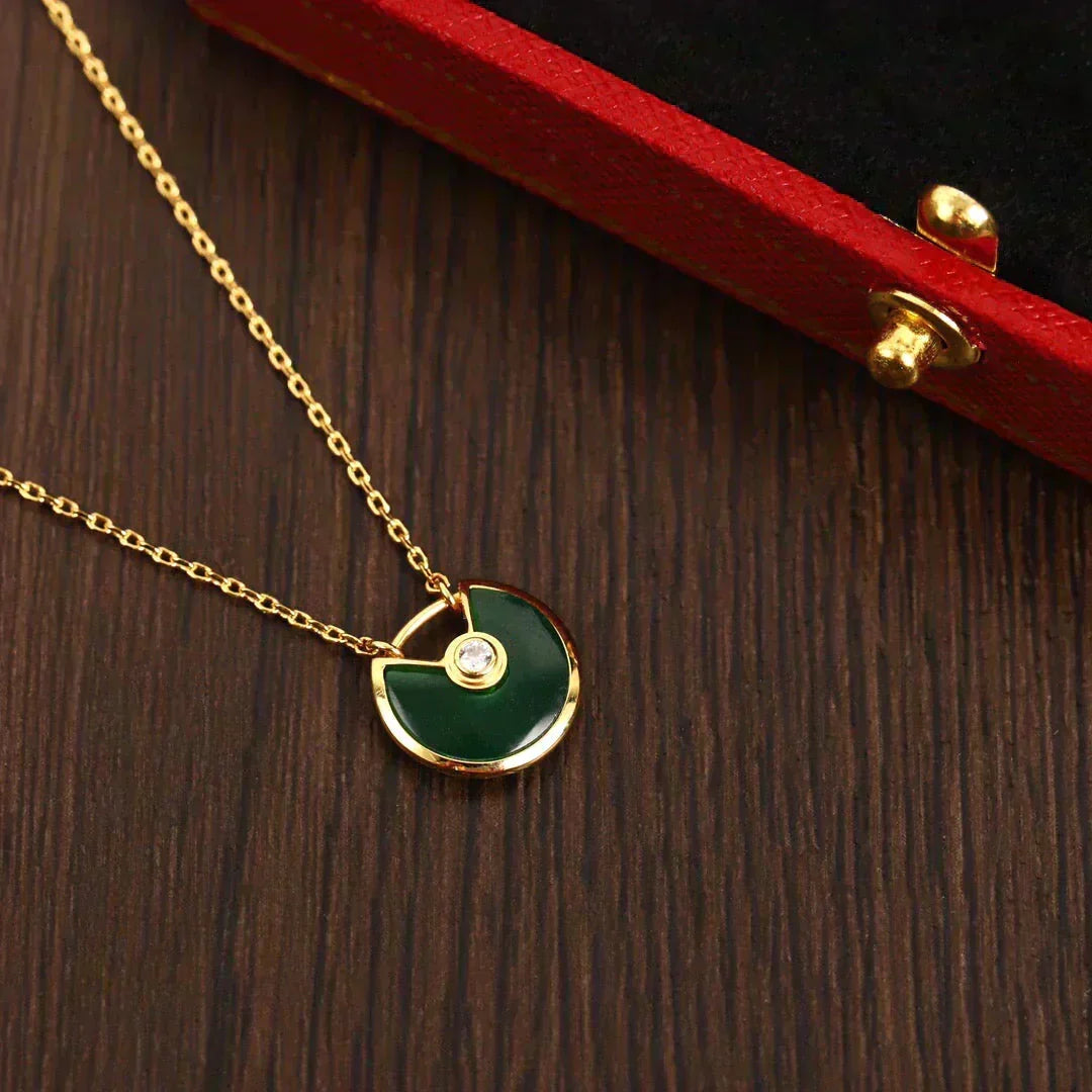 [Leaves]AMULETTE GOLD MALACHITE NECKLACE