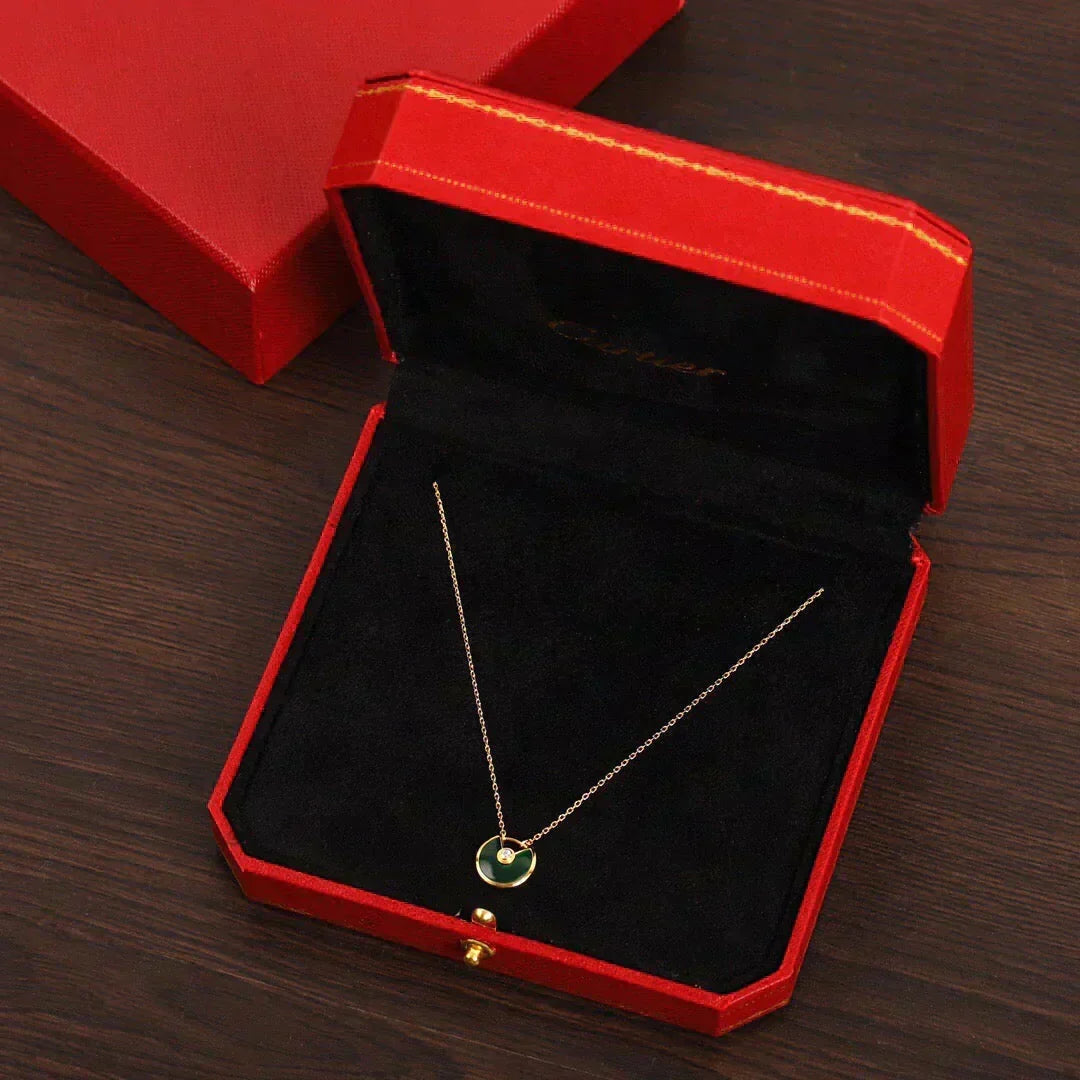[Leaves]AMULETTE GOLD MALACHITE NECKLACE