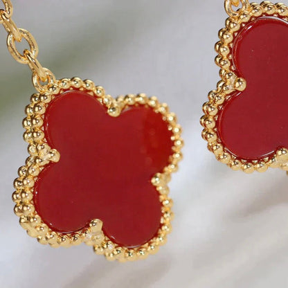 [Leaves]CLOVER  2 MOTIF  TIGER EYE CARNELIAN EARRINGS