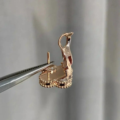 [Leaves]CLOVER MEDIUM 1 MOTIFS  PINK MOP DIAMOND EARRINGS