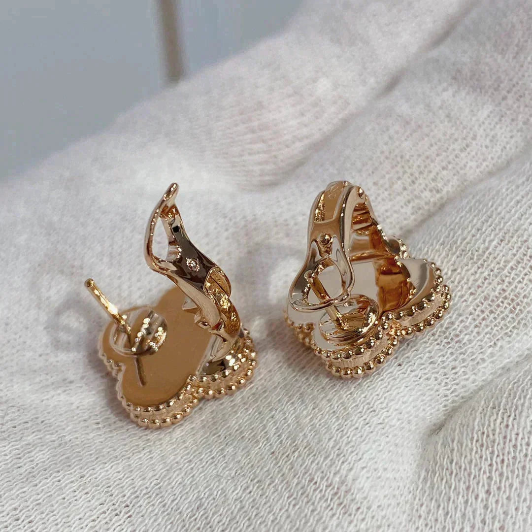 [Leaves]CLOVER MEDIUM 1 MOTIFS CARNELIAN  DIAMOND earrings
