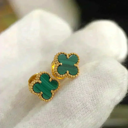 [Leaves]CLOVER MINI 9.5MM MALACHITE  EARRINGS