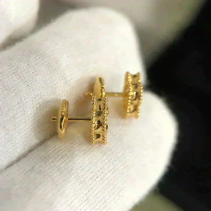 [Leaves]CLOVER MINI 9.5MM MALACHITE  EARRINGS