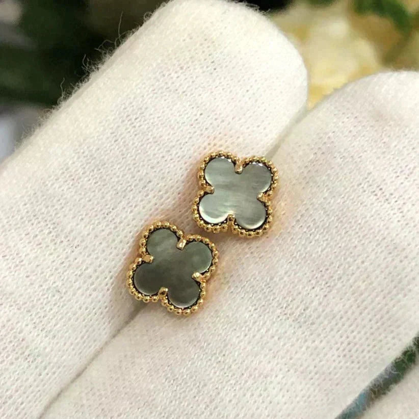 [Leaves]CLOVER MINI 9.5MM GRAY MOP EARRINGS