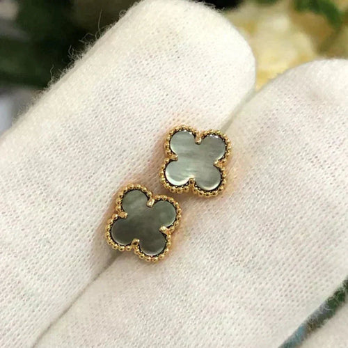 [Leaves]CLOVER MINI 9.5MM GRAY MOP EARRINGS