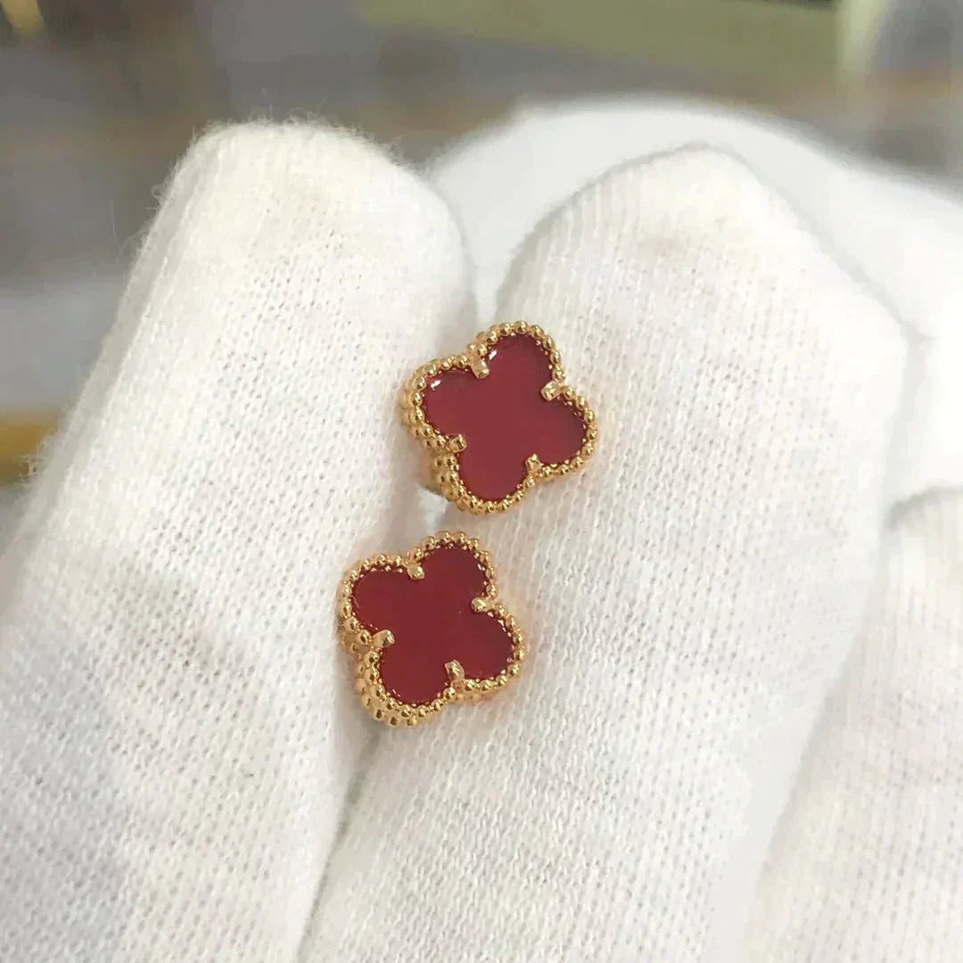 [Leaves]CLOVER MINI 9.5MM CARNELIAN EARRINGS