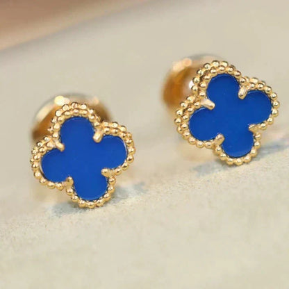 [Leaves]CLOVER MINI 9.5MM BLUE AGATE EARRINGS