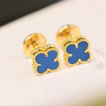 [Leaves]CLOVER MINI 9.5MM BLUE AGATE EARRINGS