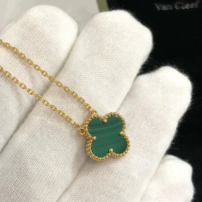 [Leaves]CLOVER 15MM MALACHITE SINGLE FLOWER  NECKLACE