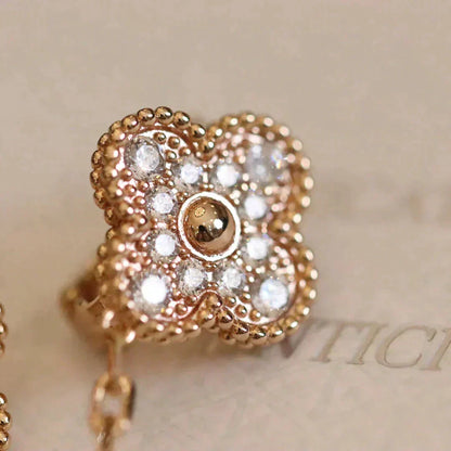 [Leaves]CLOVER MEDIUM 1 MOTIFS FUll DIAMOND EARRINGS
