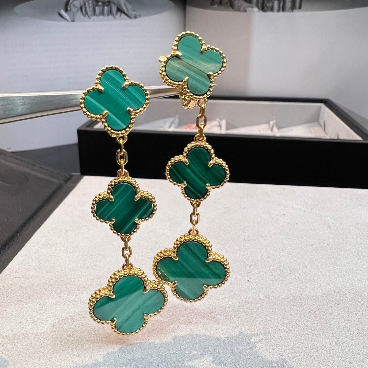 [Leaves]CLOVER MALACHITE 3 MOTIFS GOLD