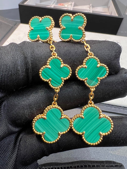 [Leaves]CLOVER MALACHITE 3 MOTIFS GOLD