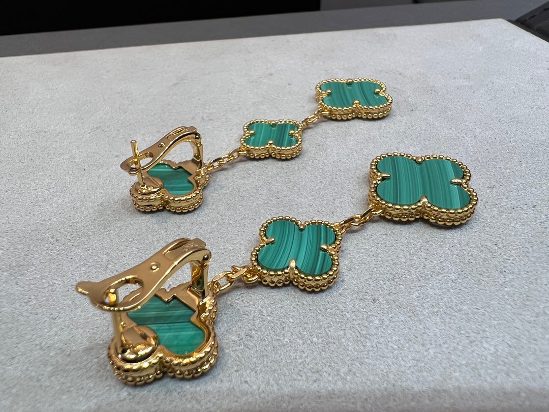 [Leaves]CLOVER MALACHITE 3 MOTIFS GOLD