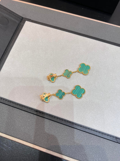 [Leaves]CLOVER MALACHITE 3 MOTIFS GOLD